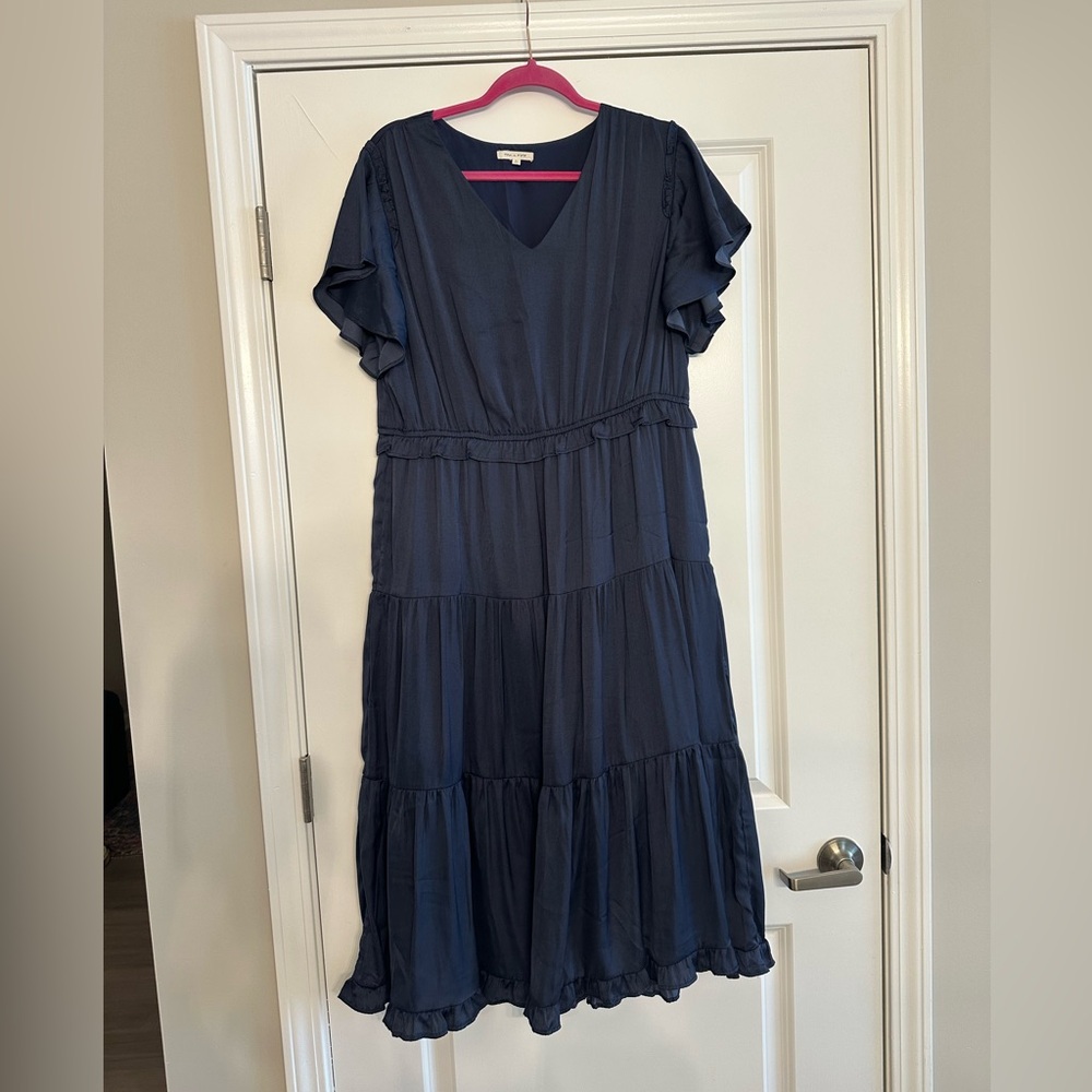 Tea n Rose Deep Blue Midi Dress